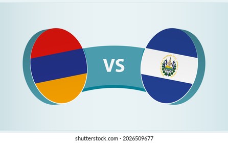 Armenia versus El Salvador, team sports competition concept. Round flag of countries.