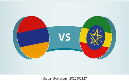 Armenia versus Ethiopia, team sports competition concept. Round flag of countries.