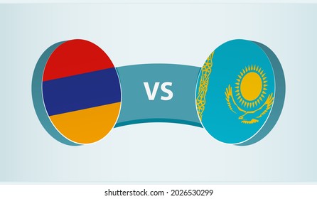 Armenia versus Kazakhstan, team sports competition concept. Round flag of countries.