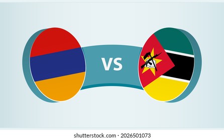 Armenia versus Mozambique, team sports competition concept. Round flag of countries.