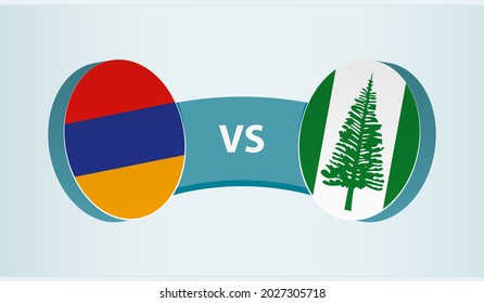 Armenia versus Norfolk Island, team sports competition concept. Round flag of countries.