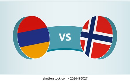 Armenia versus Norway, team sports competition concept. Round flag of countries.