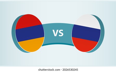 Armenia versus Russia, team sports competition concept. Round flag of countries.