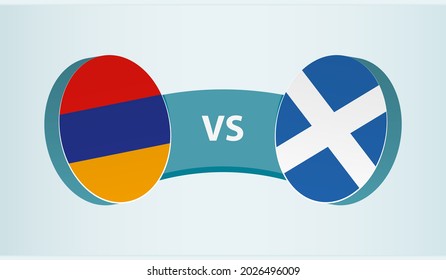 Armenia versus Scotland, team sports competition concept. Round flag of countries.