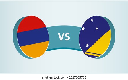 Armenia versus Tokelau, team sports competition concept. Round flag of countries.
