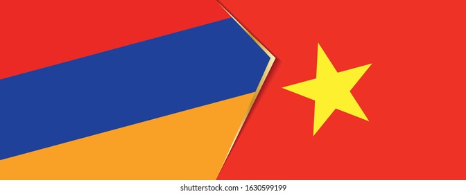 Armenia and Vietnam flags, two vector flags symbol of relationship or confrontation.