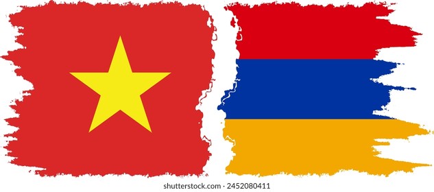 Armenia and Vietnam grunge flags connection, vector