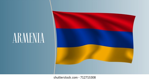 Armenia waving flag vector illustration. Three colors flag as a national Armenian symbol