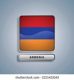 Armenial flag square button vector illustration