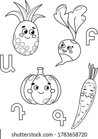 Armenian Alphabet Coloring For Kids With Fruits And Vegetables