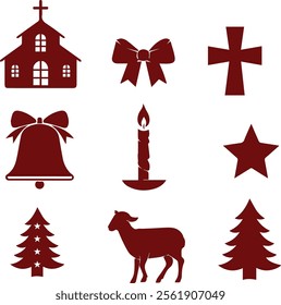 armenian apostolic christian elements sets silhouette vector