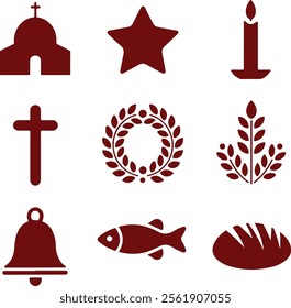 armenian apostolic christian elements sets silhouette vector