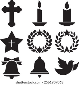 armenian apostolic christian elements sets silhouette vector