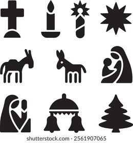 armenian apostolic christian elements sets silhouette vector