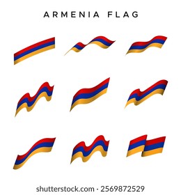 Armenian Country Flag Vector Pack in Waving Style. For design elements with the concept of celebrating Armenian holidays.