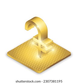 Armenian Dram (AMD) 2.5D Isometric Projection Left View Currency Sign Symbol Vector Design Gold Icon Isolated on White Background