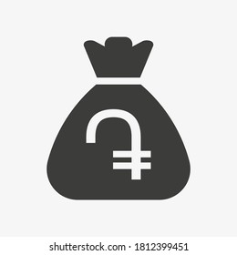 Armenian dram icon. Money bag flat icon vector pictogram. Sack with cash isolated on white background. Currency symbol of Armenia.