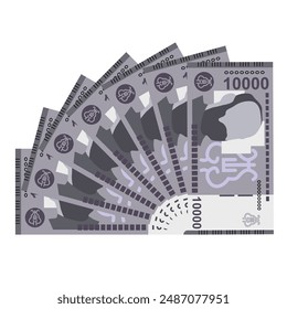 Armenian Dram Vector Illustration. Armenia, Artsakh money set bundle banknotes. Paper money 10000 AMD. Flat style. Isolated on white background. Simple minimal design.