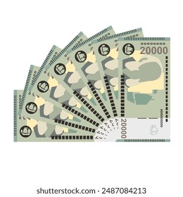 Armenian Dram Vector Illustration. Armenia, Artsakh money set bundle banknotes. Paper money 20000 AMD. Flat style. Isolated on white background. Simple minimal design.