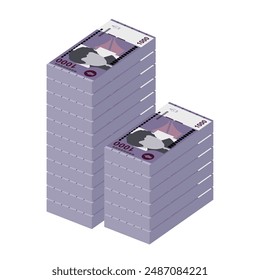 Armenian Dram Vector Illustration. Armenia, Artsakh money set bundle banknotes. Paper money 1000 AMD. Flat style. Isolated on white background. Simple minimal design.