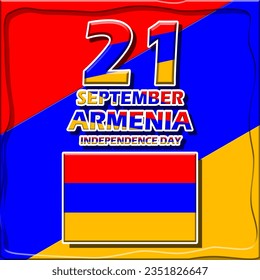 Armenian flag with big number and bold text in frame
to commemorate Armenia Independence Day on September 21 svg