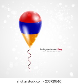 Armenian flag. Celebration and gifts. Ribbon in the colors are twisted under the balloon. Independence Day. Balloons on the feast of the national