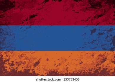 Armenian flag Grunge background. Vector illustration Eps 8.