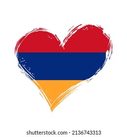 Armenian flag heart-shaped grunge background. Vector illustration.