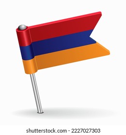 Armenian flag map pointer layout. Vector illustration.