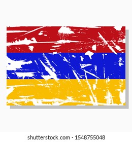 Armenian flag with scratches, vector flag of Armenia.