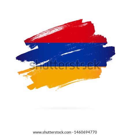 Armenian flag. Vector illustration on white background. Brush strokes drawn by hand. Independence Day of Armenia.