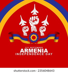 Armenian Independence Day is celebrated on September 21st with Armenian ribbon flag decoration. Vector illustration design