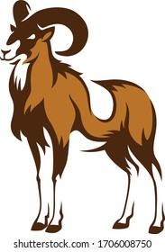 Armenian Mouflon Standing Simple Flat Design