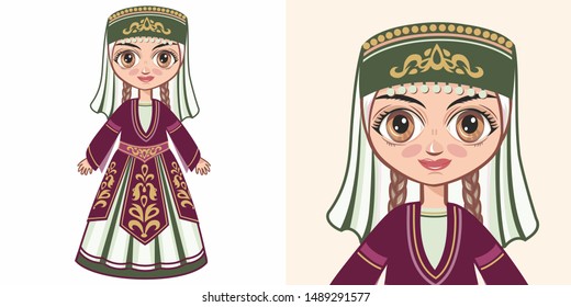 Armenian national costume. Girl in national dress of Armenia