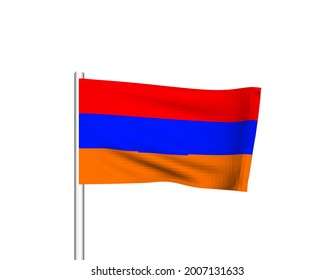Patrulla nacional armenia. elementos de las celebraciones por la independencia nacional. Bandera armenia ondeando en el viento con tela ondulada. aislado en un fondo blanco