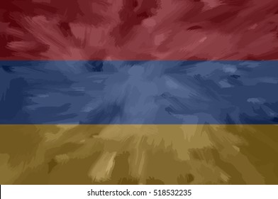 Armenian painted / drawn vector flag. Dramatic, unusual look. Vector file contains flag and texture layers