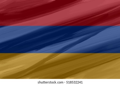 Armenian painted / drawn vector flag. Dramatic, unusual look. Vector file contains flag and texture layers