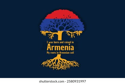 Armenian roots and symbolism: a tree with the Armenian flag, embodying national pride and love for nature