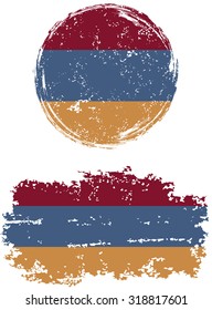 Armenian round and square grunge flags. Vector illustration. Grunge effect can be cleaned easily. 