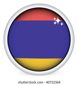 Armenian sphere flag button, isolated vector on white
