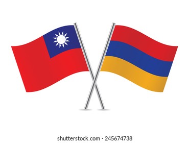 Armenian and Taiwanese flags. Vector illustration. 