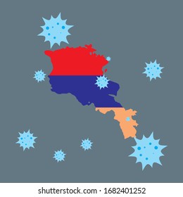 mapa gráfico vectorial armenio y virus corona