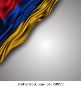 armenian waving silky flag isolated on gray background, can be used in many topic like national day, armenia independence day and any national and international  events