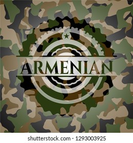 Armenian written on a camouflage texture