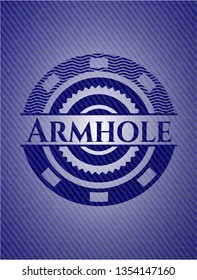 Armhole emblem with jean texture