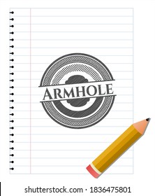 Emblema de lápiz de agujeros. Ilustración vectorial. Detallado. 