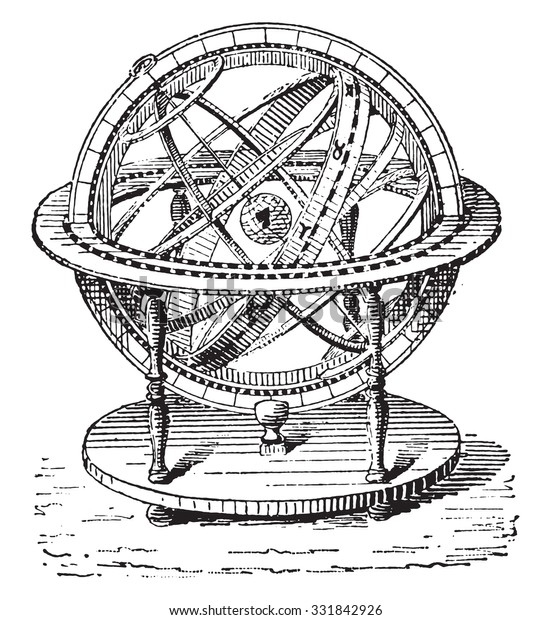 Armillary Sphere,\
vintage engraved illustration. Dictionary of words and things -\
Larive and Fleury -\
1895.\
