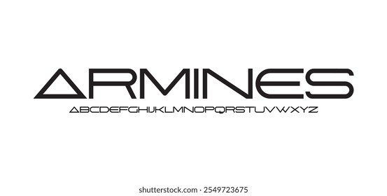 Armines, Abstract minimal modern alphabet fonts. Typography technology vector illustration
