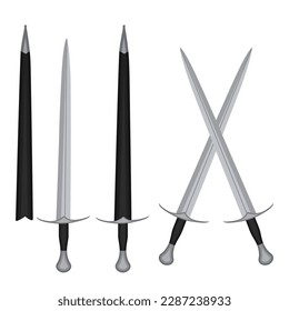 Armando ilustración vectorial de espada. Arma de cuchilla medieval tradicional