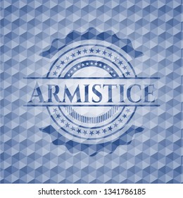 Armistice blue emblem with geometric pattern.